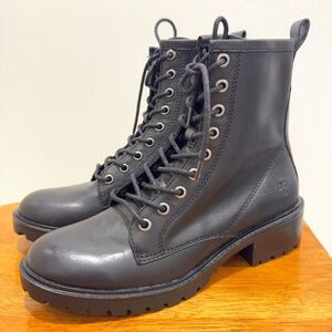 Women's FRYE Black Leather Combat Boots size 7